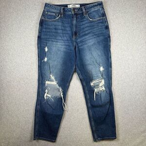 Hollister Womens Size 30 High Rise Curvy Mom Denim Jeans Blue Distressed